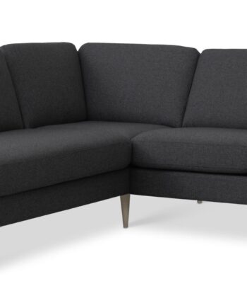 Ask Sæt 52 Lille Oe Sofa     Venstre Chaiselong Antracitgrå Polyester Stof Og Natur Træ