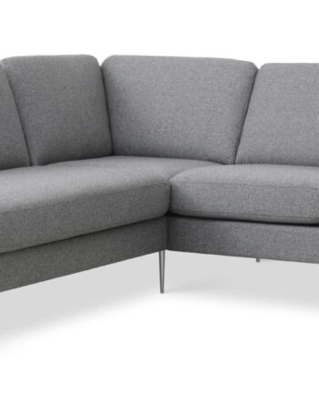 Ask Sæt 52 Lille Oe Sofa     Venstre Chaiselong Lys Granitgrå Polyester Stof Og Børstet Aluminium