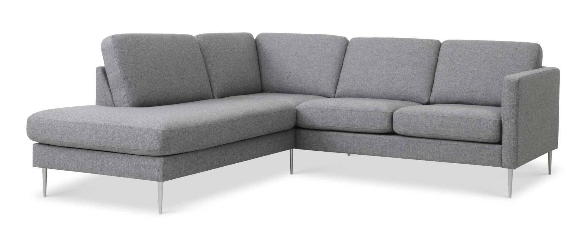 Ask Sæt 52 Lille Oe Sofa Venstre Chaiselong Lys Granitgrå Polyester Stof Og Børstet Aluminium