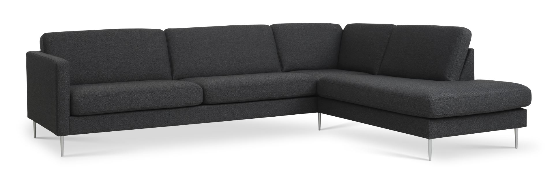 Ask Sæt 61 Stor Oe Sofa Højre Chaiselong Antracitgrå Polyester Stof Og Børstet Aluminium