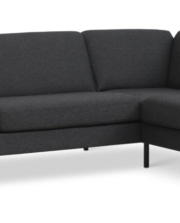 Ask Sæt 61 Stor Oe Sofa     Højre Chaiselong Antracitgrå Polyester Stof Og Sort Metal
