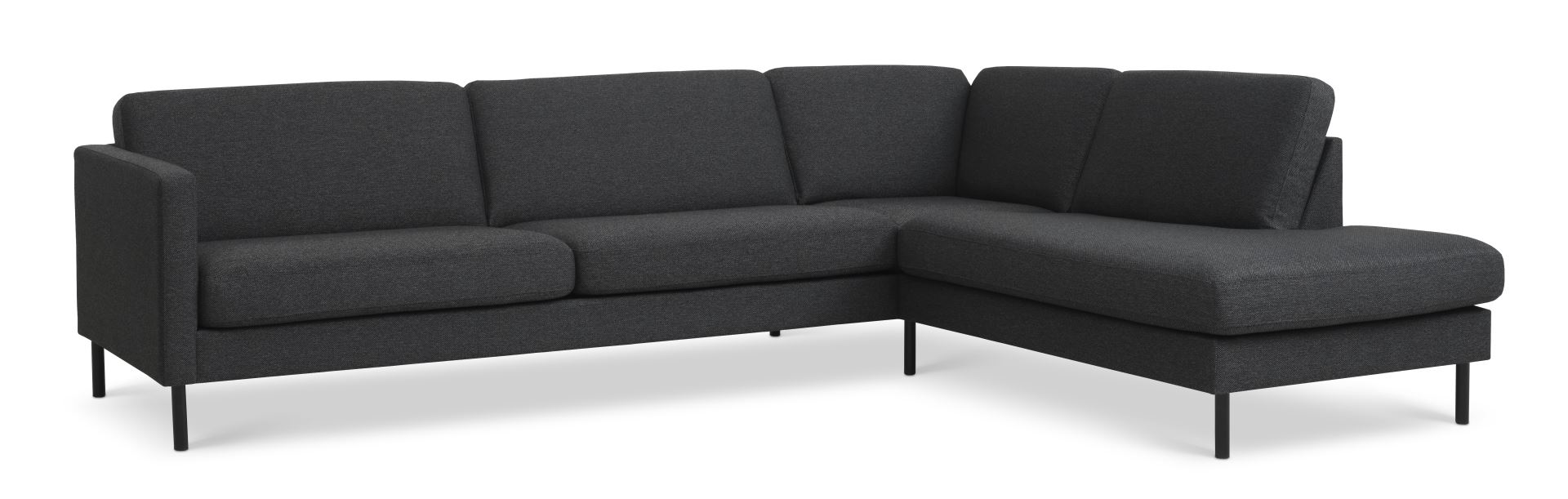 Ask Sæt 61 Stor Oe Sofa Højre Chaiselong Antracitgrå Polyester Stof Og Sort Metal