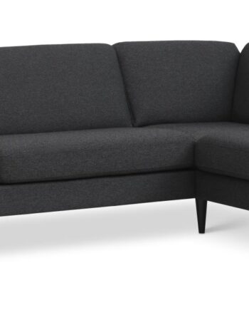Ask Sæt 61 Stor Oe Sofa     Højre Chaiselong Antracitgrå Polyester Stof Og Sort Træ