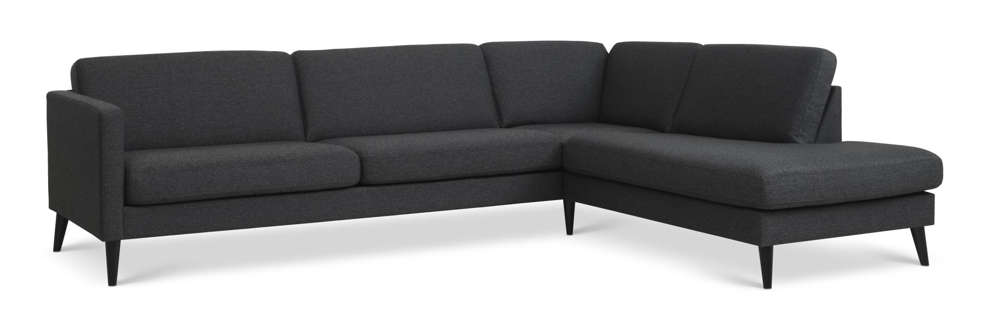Ask Sæt 61 Stor Oe Sofa Højre Chaiselong Antracitgrå Polyester Stof Og Sort Træ