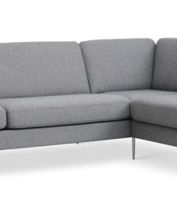 Ask Sæt 61 Stor Oe Sofa     Højre Chaiselong Lys Granitgrå Polyester Stof Og Børstet Aluminium