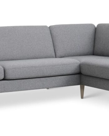 Ask Sæt 61 Stor Oe Sofa     Højre Chaiselong Lys Granitgrå Polyester Stof Og Natur Træ
