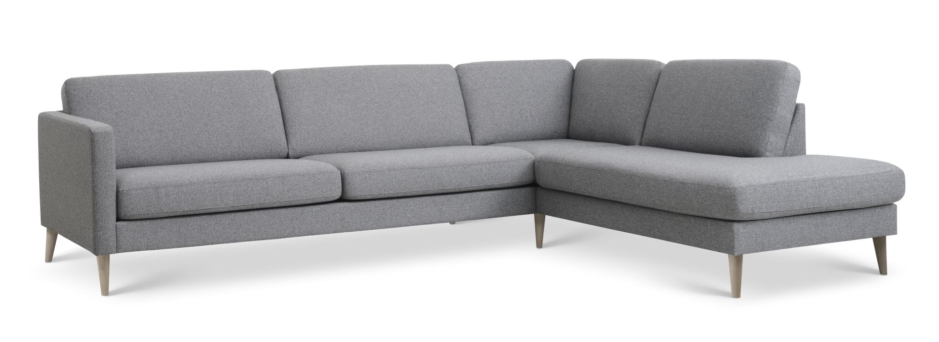 Ask Sæt 61 Stor Oe Sofa Højre Chaiselong Lys Granitgrå Polyester Stof Og Natur Træ