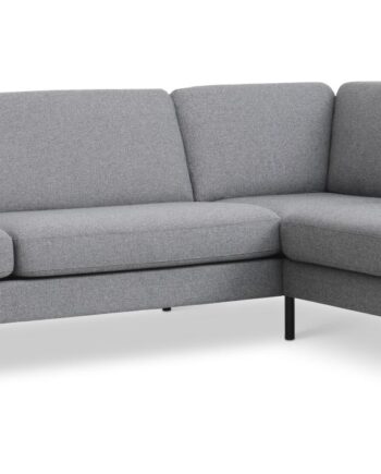 Ask Sæt 61 Stor Oe Sofa     Højre Chaiselong Lys Granitgrå Polyester Stof Og Sort Metal