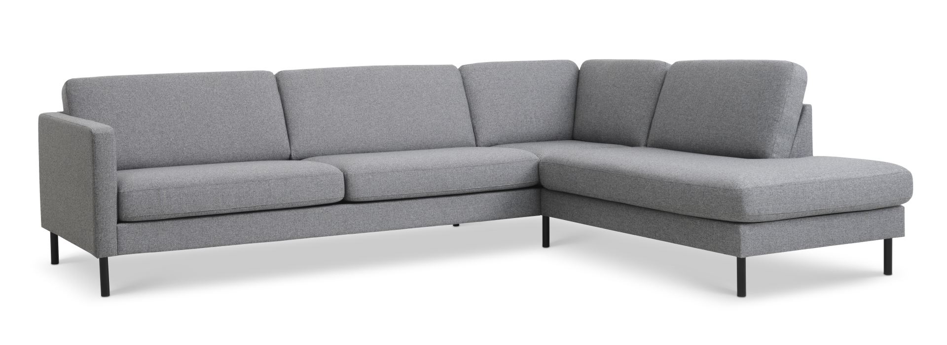 Ask Sæt 61 Stor Oe Sofa Højre Chaiselong Lys Granitgrå Polyester Stof Og Sort Metal