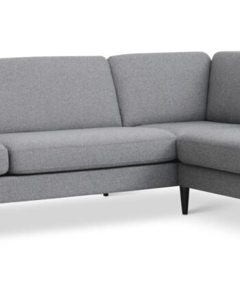 Ask Sæt 61 Stor Oe Sofa     Højre Chaiselong Lys Granitgrå Polyester Stof Og Sort Træ