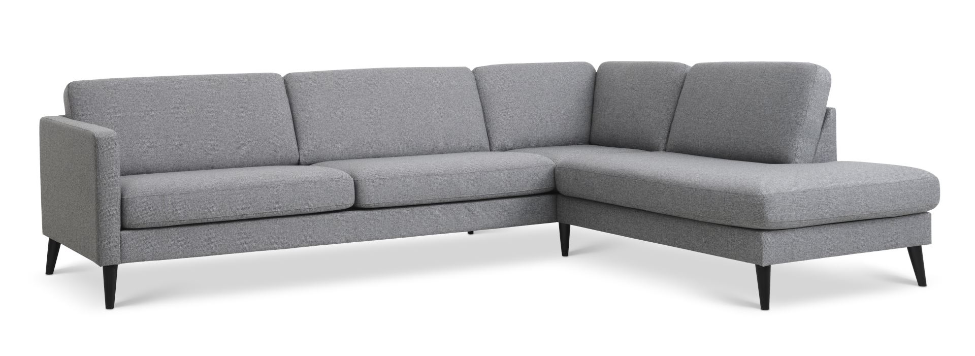 Ask Sæt 61 Stor Oe Sofa Højre Chaiselong Lys Granitgrå Polyester Stof Og Sort Træ
