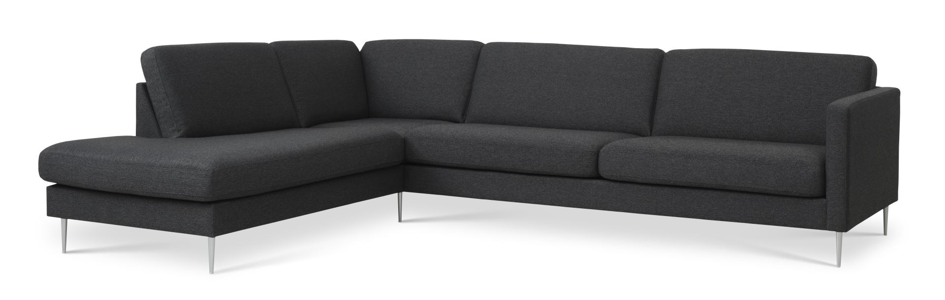 Ask Sæt 60 Stor Oe Sofa Venstre Chaiselong Antracitgrå Polyester Stof Og Børstet Aluminium