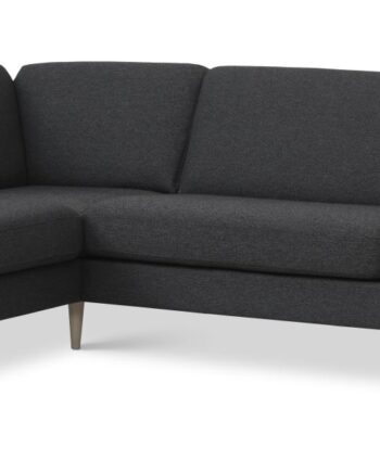 Ask Sæt 60 Stor Oe Sofa     Venstre Chaiselong Antracitgrå Polyester Stof Og Natur Træ