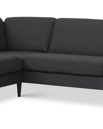 Ask Sæt 60 Stor Oe Sofa     Venstre Chaiselong Antracitgrå Polyester Stof Og Sort Træ