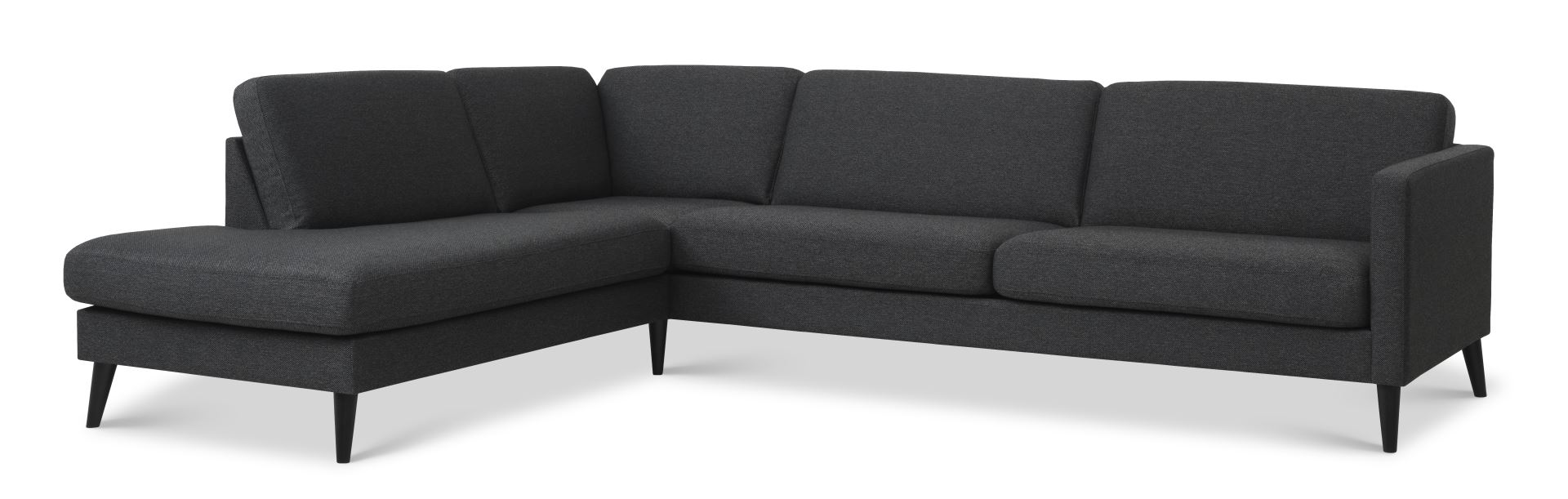 Ask Sæt 60 Stor Oe Sofa Venstre Chaiselong Antracitgrå Polyester Stof Og Sort Træ