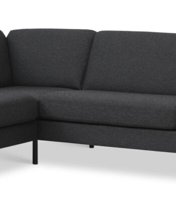 Ask Sæt 60 Stor Oe Sofa     Venstre Chaiselong Antrcitgrå Polyester Stof Og Sort Metal