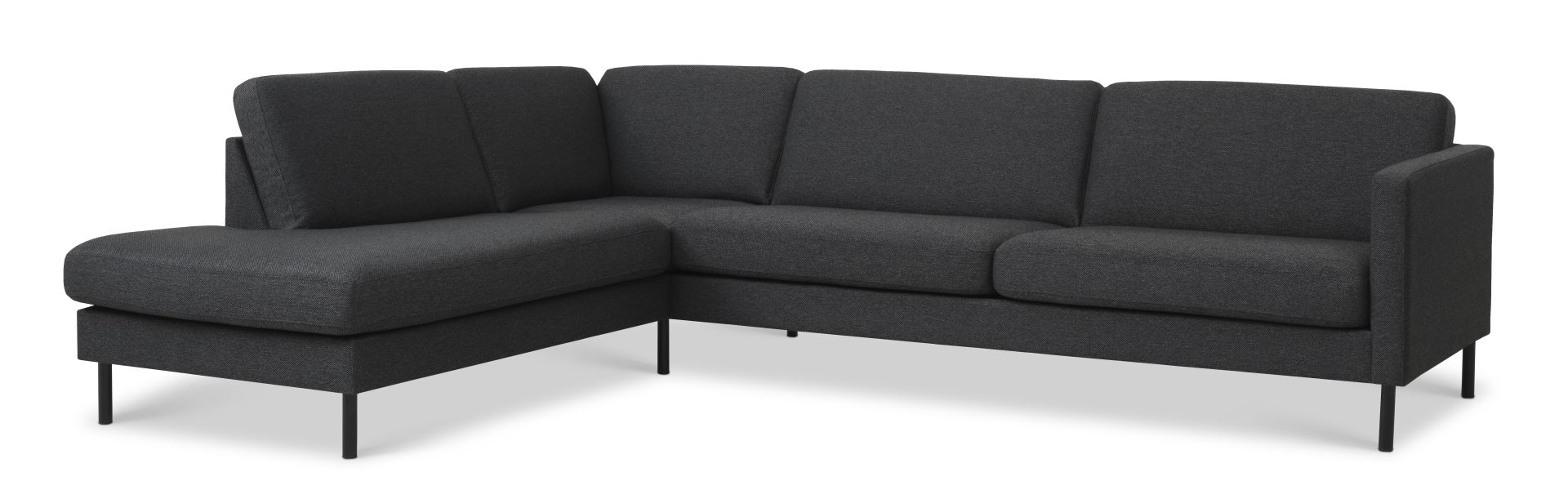 Ask Sæt 60 Stor Oe Sofa Venstre Chaiselong Antrcitgrå Polyester Stof Og Sort Metal