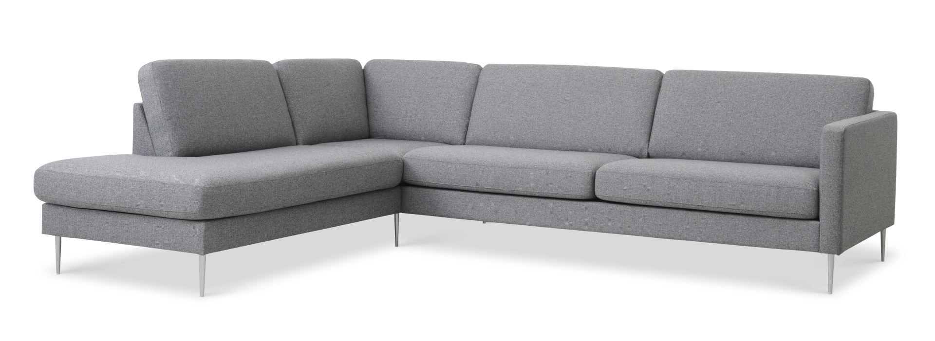 Ask Sæt 60 Stor Oe Sofa Venstre Chaiselong Lys Granitgrå Polyester Stof Og Børstet Aluminium