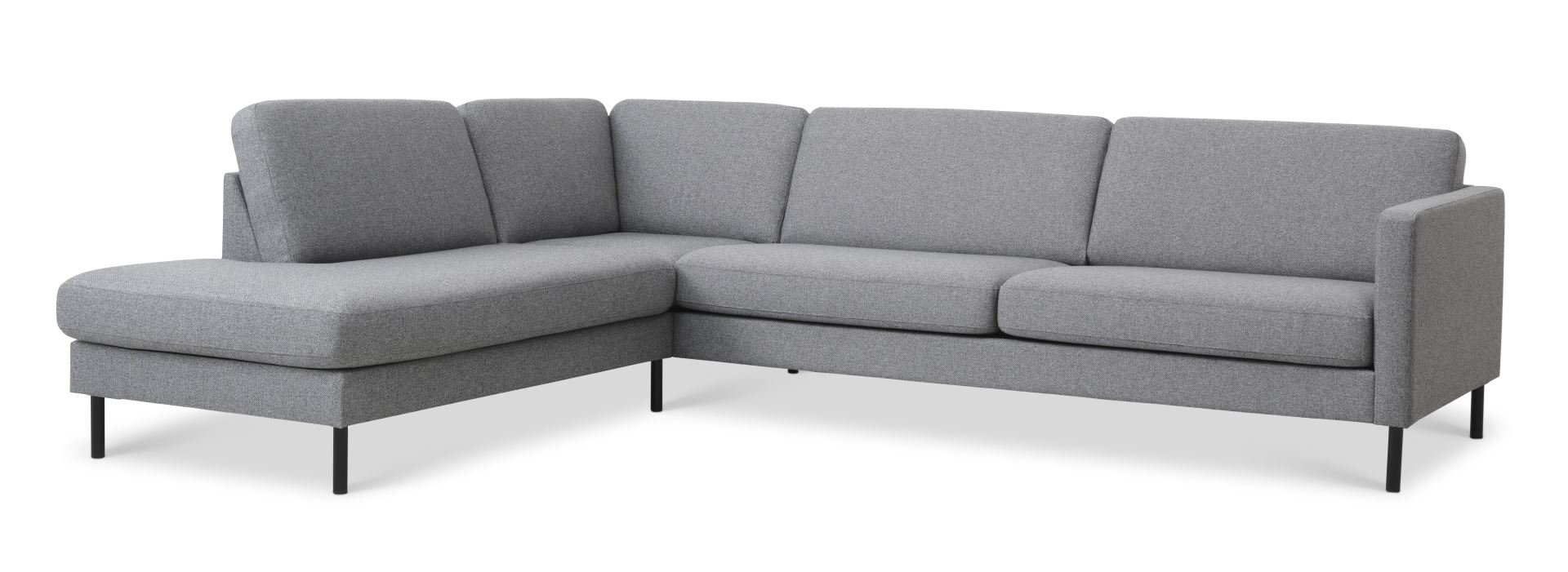 Ask Sæt 60 Stor Oe Sofa Venstre Chaiselong Lys Granitgrå Polyester Stof Og Sort Metal