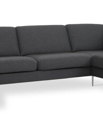 Ask Sæt 55   Oe Sofa     Højre Chaiselong Antracitgrå Polyester Stof Og Børstet Aluminium