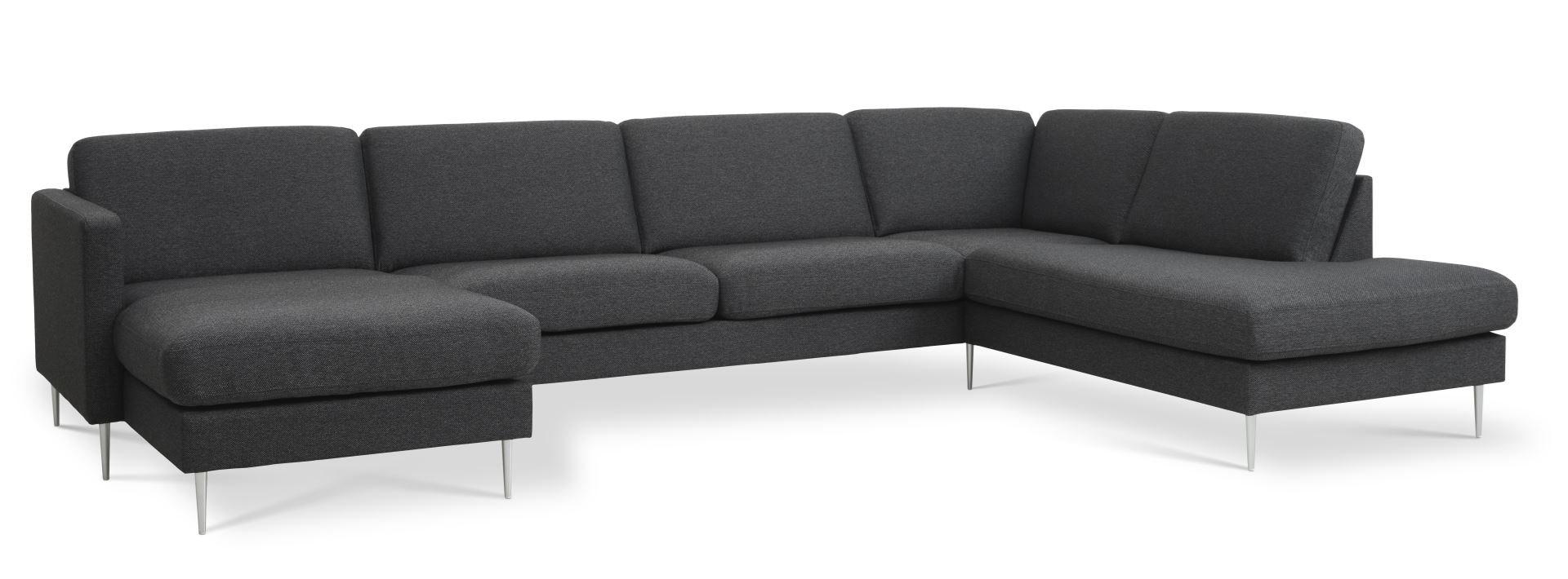 Ask Sæt 55 Oe Sofa Højre Chaiselong Antracitgrå Polyester Stof Og Børstet Aluminium