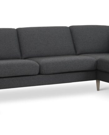 Ask Sæt 55   Oe Sofa     Højre Chaiselong Antracitgrå Polyester Stof Og Natur Træ