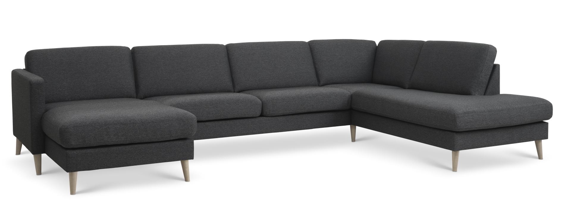 Ask Sæt 55 Oe Sofa Højre Chaiselong Antracitgrå Polyester Stof Og Natur Træ