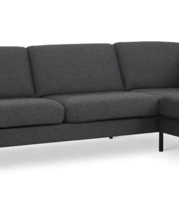 Ask Sæt 55   Oe Sofa     Højre Chaiselong Antracitgrå Polyester Stof Og Sort Metal