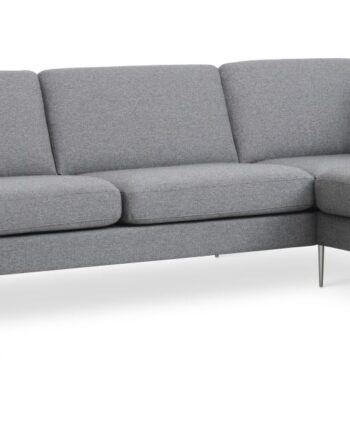 Ask Sæt 55   Oe Sofa     Højre Chaiselong Lys Granitgrå Polyester Stof Og Børstet Aluminium