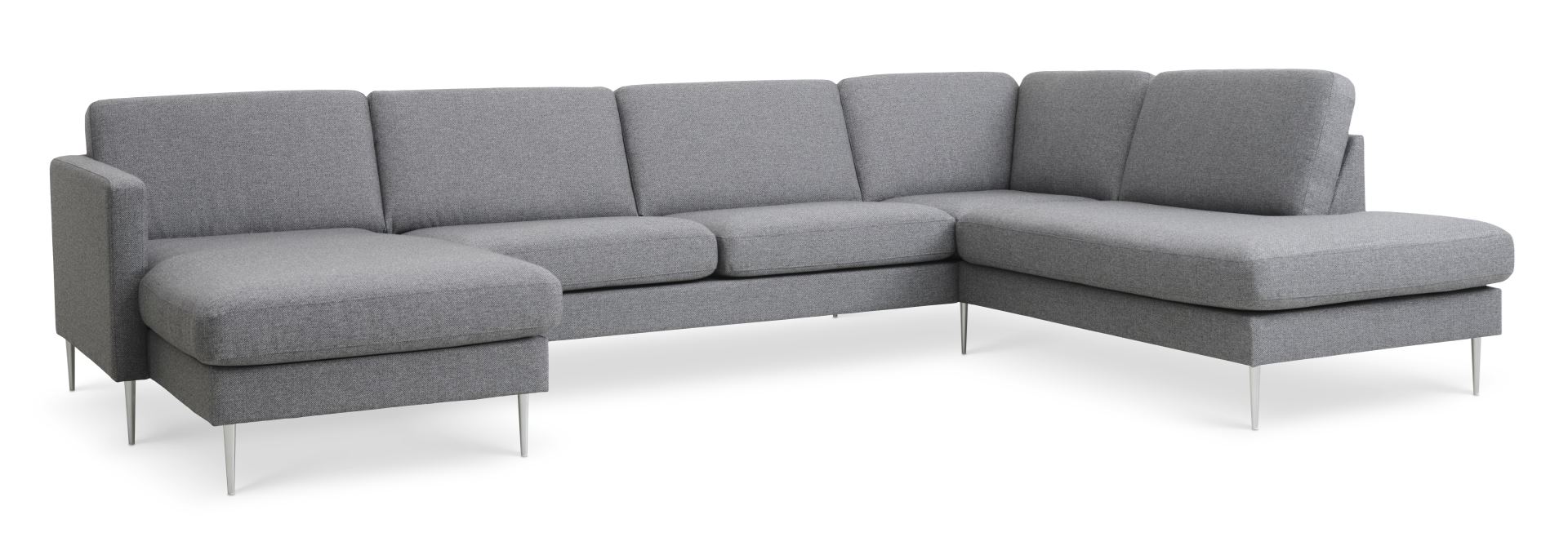 Ask Sæt 55 Oe Sofa Højre Chaiselong Lys Granitgrå Polyester Stof Og Børstet Aluminium