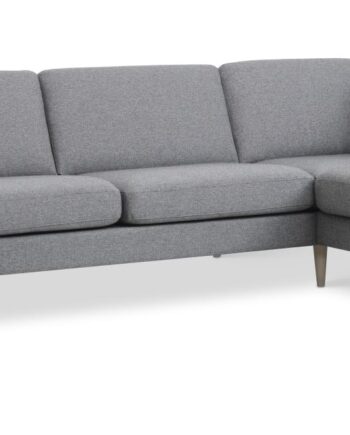 Ask Sæt 55   Oe Sofa     Højre Chaiselong Lys Granitgrå Polyester Stof Og Natur Træ