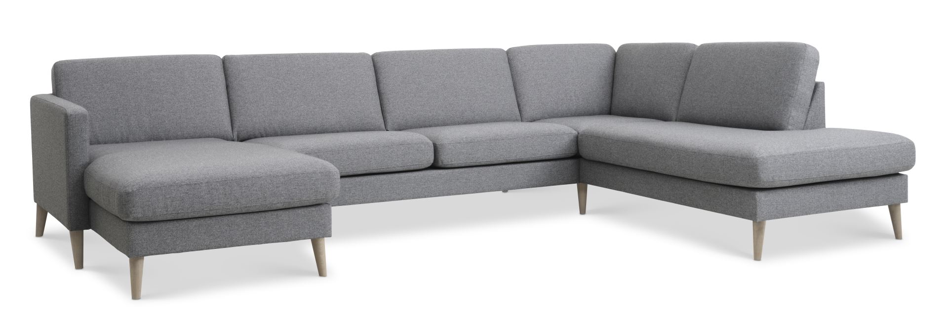 Ask Sæt 55 Oe Sofa Højre Chaiselong Lys Granitgrå Polyester Stof Og Natur Træ