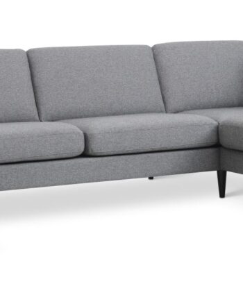 Ask Sæt 55   Oe Sofa     Højre Chaiselong Lys Granitgrå Polyester Stof Og Sort Træ