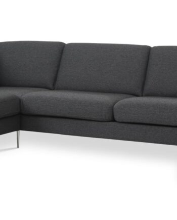 Ask Sæt 54   Oe Sofa     Venstre Chaiselong Antracitgrå Polyester Stof Og Børstet Aluminium