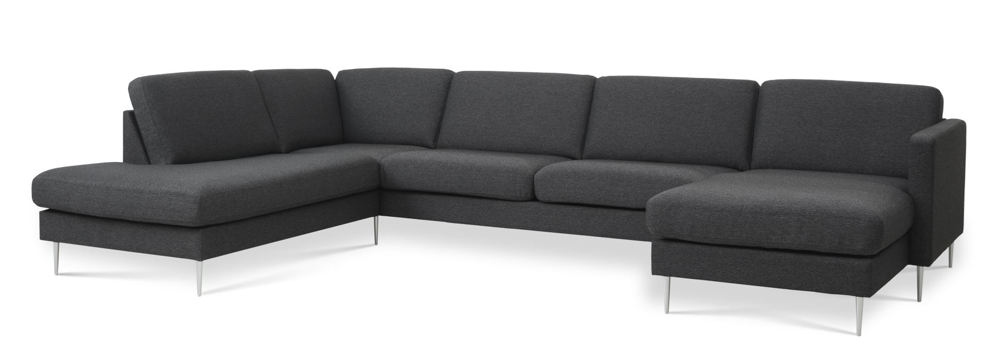 Ask Sæt 54 Oe Sofa Venstre Chaiselong Antracitgrå Polyester Stof Og Børstet Aluminium