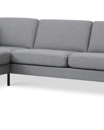 Ask Sæt 54   Oe Sofa     Venstre Chaiselong Lys Granitgrå Polyester Stof Og Sort Metal