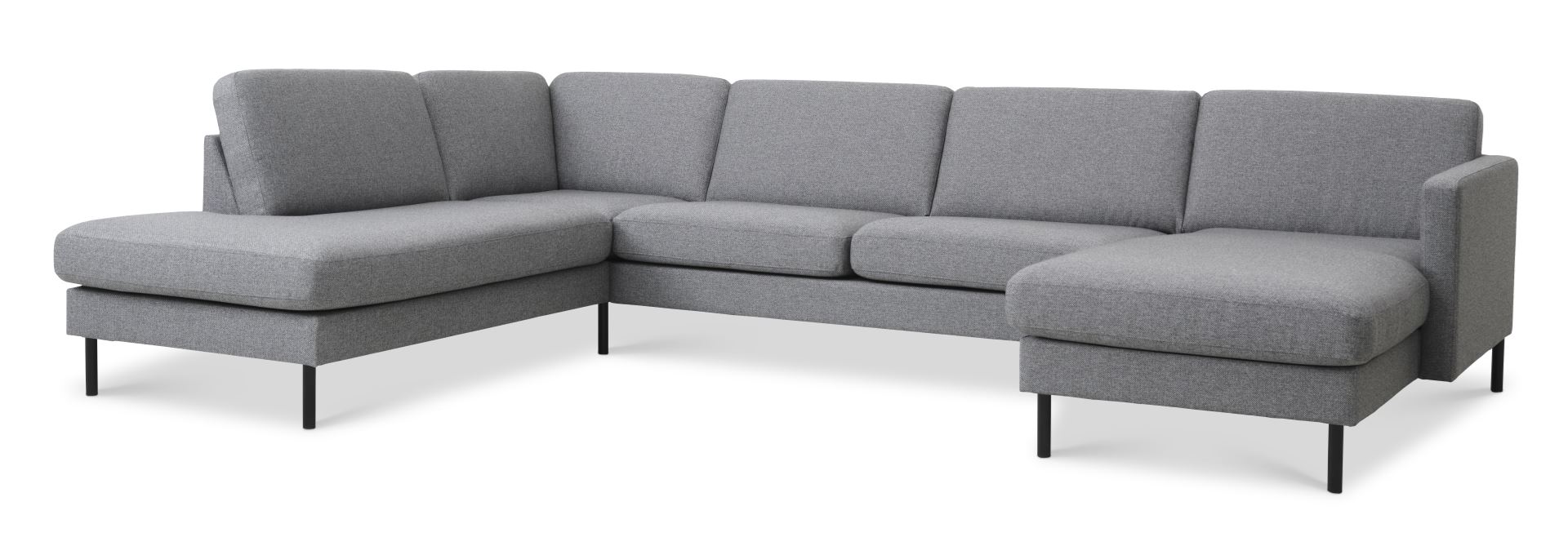 Ask Sæt 54 Oe Sofa Venstre Chaiselong Lys Granitgrå Polyester Stof Og Sort Metal