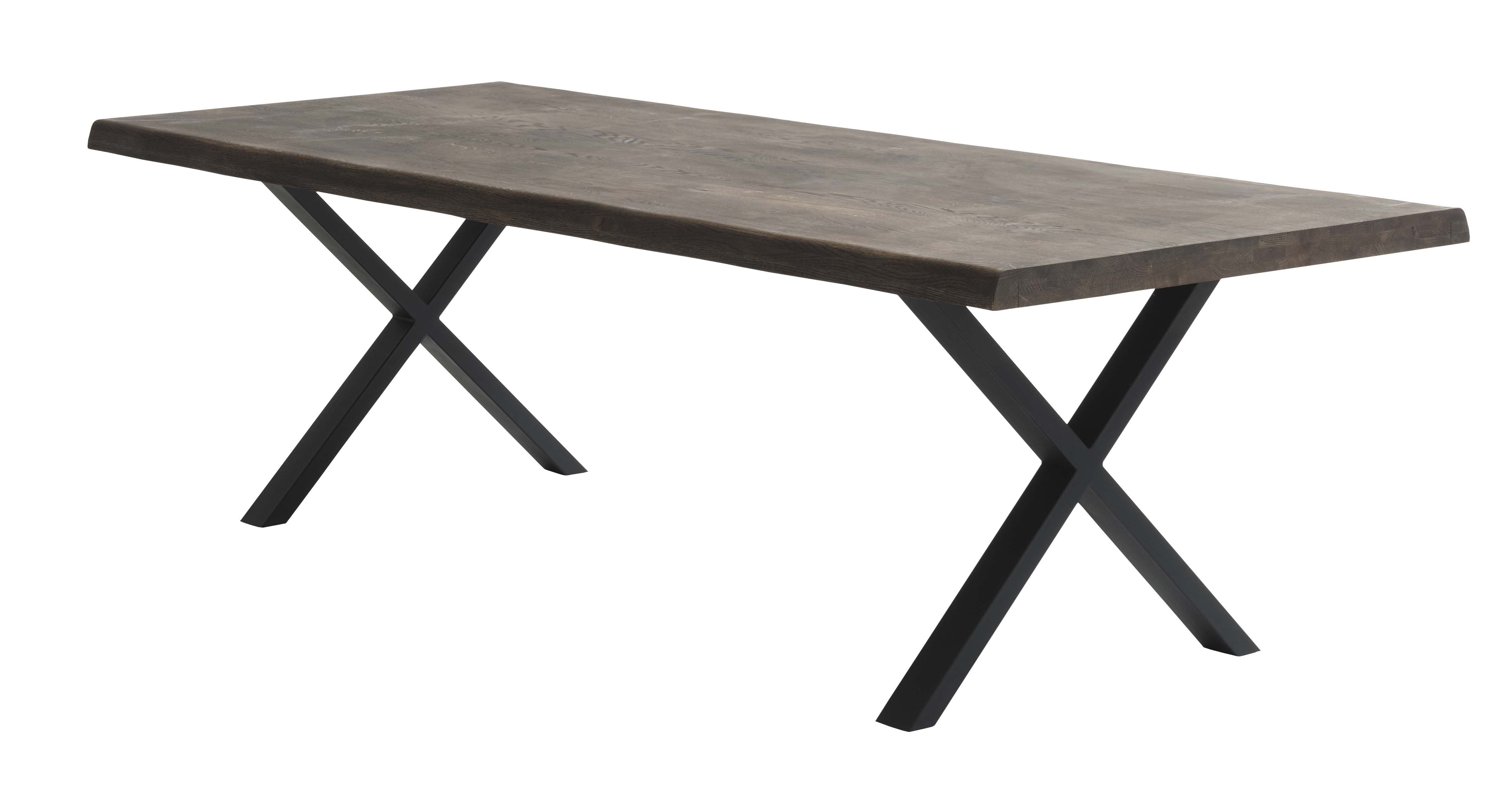 Atlantic Spisebord Med Bølget Kant 60 Mm     Udtræk Røgfarvet Egetræ Og Sort Metal  100x260