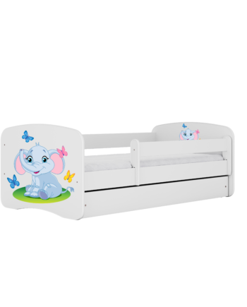 Babydreams Hvid Elefant Seng  Med En Skuffe Og Med Madras 180 80