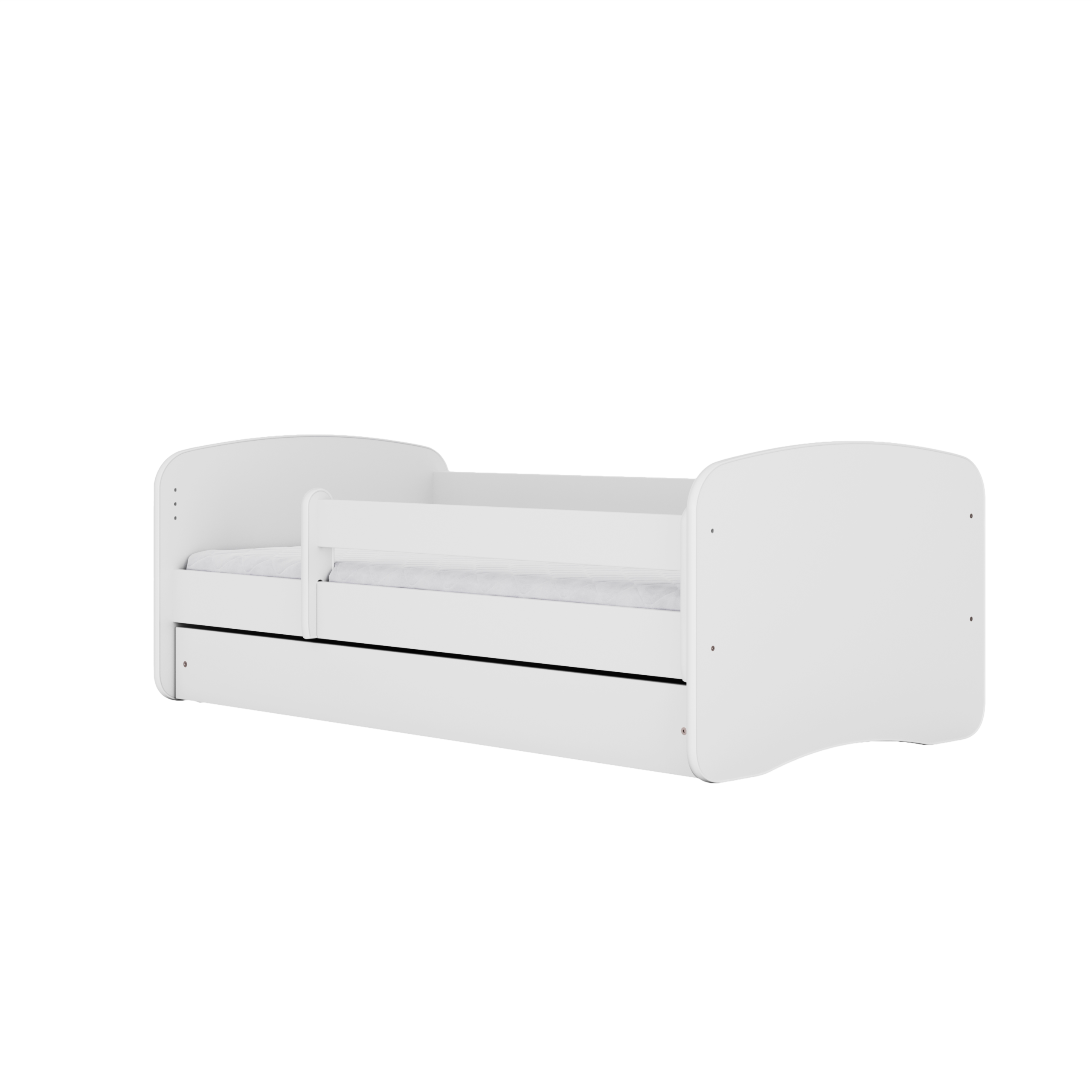 Babydreams Juniorseng Med Bamse Og Blomster Madras Sengehest Og Skuffe Hvid Laminat 140x70