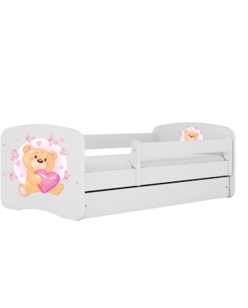 Babydreams Juniorseng Med Bamse Og Sommerfugle     Madras  Sengehest  Skuffe Hvid Laminat  140x70