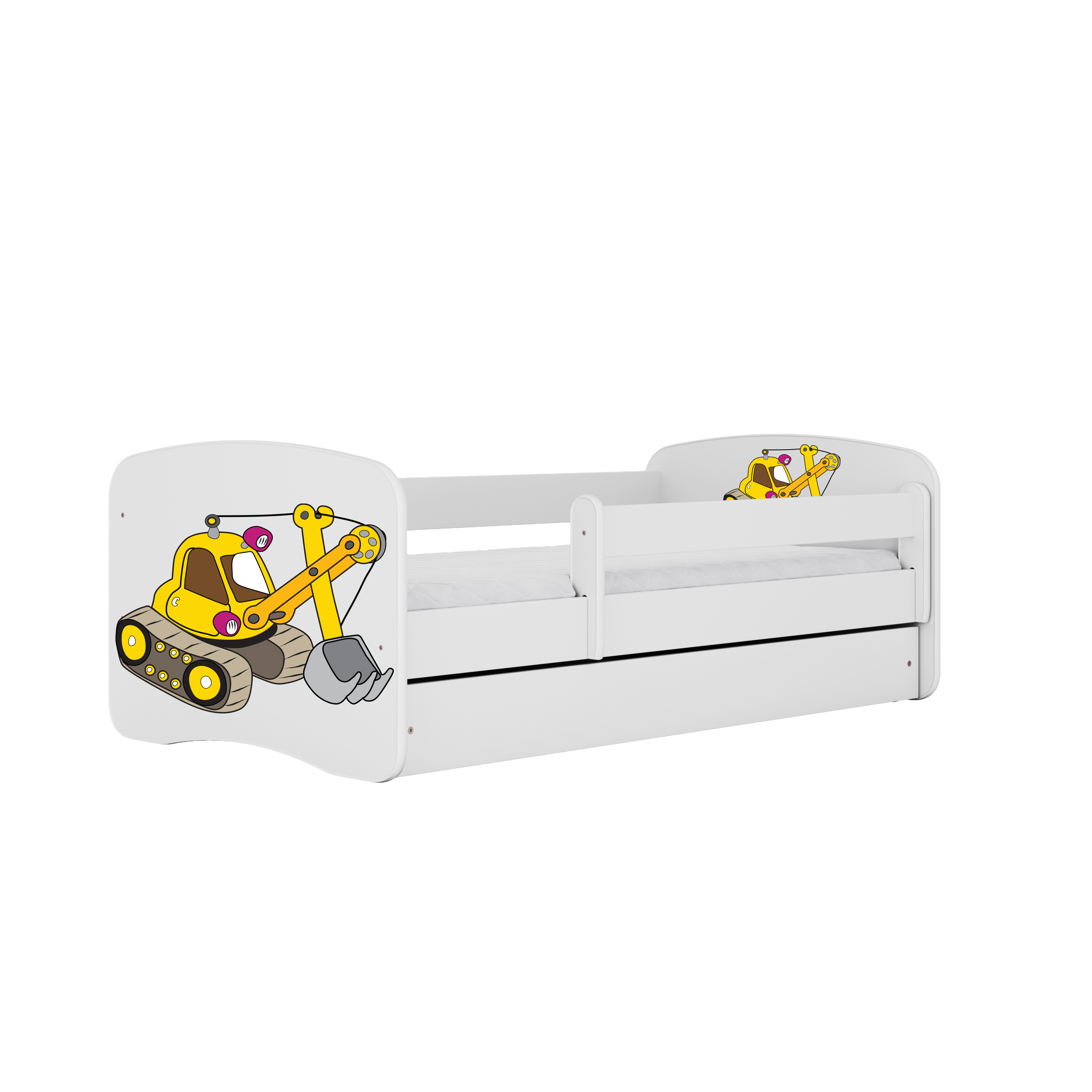Babydreams Juniorseng Med Gravemaskine     Madras  Sengehest Og Skuffe Hvid Laminat  140x70