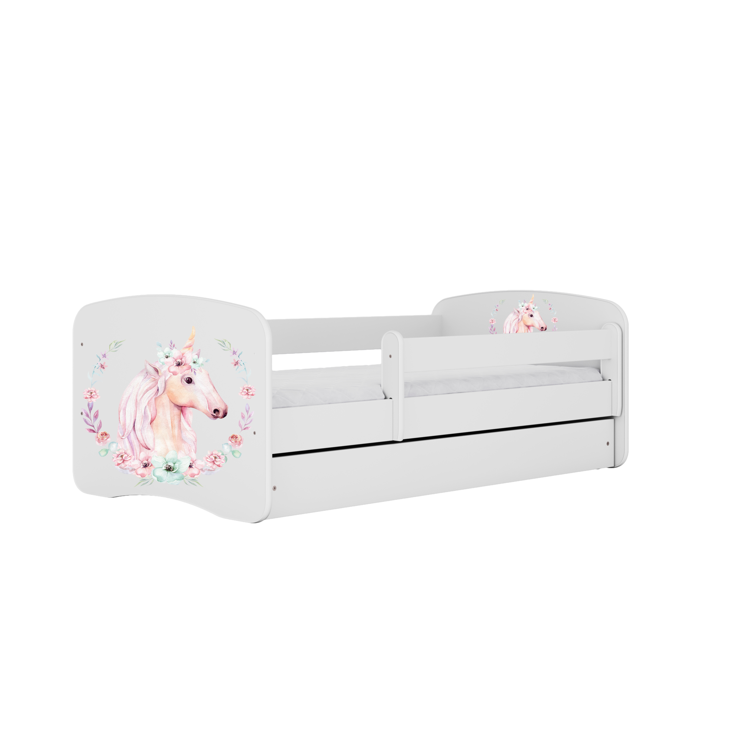 Babydreams Juniorseng Med Hest Madras Sengehest Og Skuffe Hvid Laminat 160x80