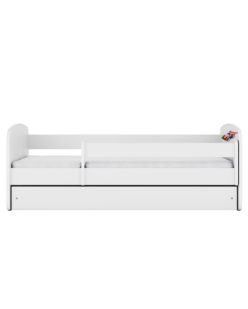 Babydreams Juniorseng Med Racerbil     Madras  Sengehest Og Skuffe Hvid Laminat  180x80