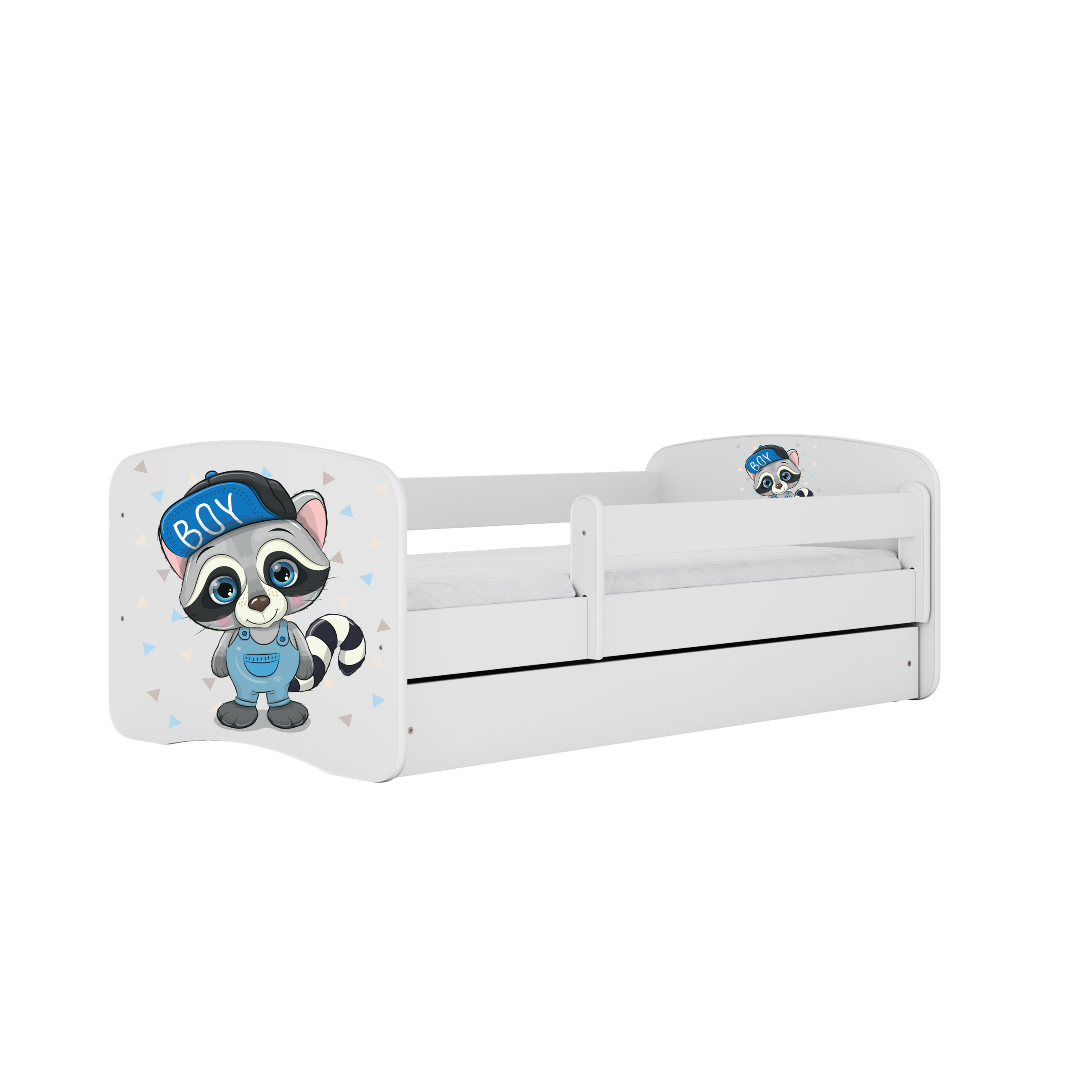 Babydreams Juniorseng Med Vaskebjørn Madras Sengehest Og Skuffe Hvid Laminat 160x80