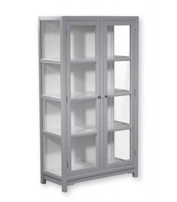 Barsø Vitrineskab 160x90x40 Cm Lysgrå Hvid