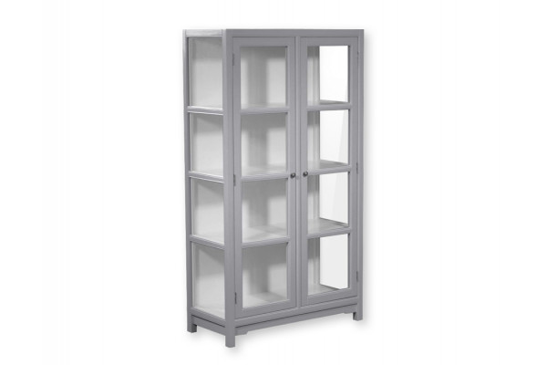 Barsø Vitrineskab 160x90x40 Cm Lysgrå Hvid