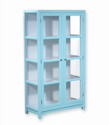 Barsø Vitrineskab 160x90x40 Cm Pastelblå Hvid