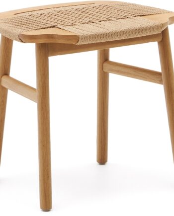Barstol Barkrukke Kave Home Enit   Egetræ Med Papirsnorflet Natur H44xb37xl46