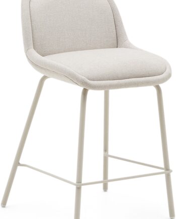 Barstol Kave Home Aimin   Beige Chenille Med Stålben  Fsc-certificeret Bæredygtig Konstruktion  65 Cm Siddehøjde